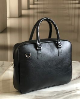 Black Leather Briefcase Handbag